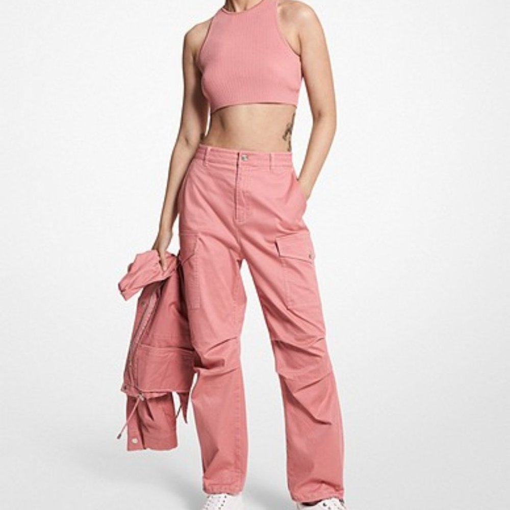 Michael Kors Stretch Cotton Cargo Pants - Dusty Pink - Size 2